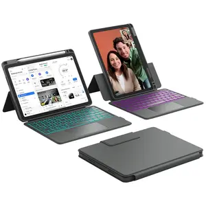 Rugged Keyboard Case for iPad 10th Generation, Magnetic Detachable, Smart Trackpad, 15°-180° Adjustable Kickstand, Portrait/Landscape Dual Mode, Backlit Keyboard for iPad 10th Generation 10.9-inch 2022, Multifunctional Keyboard (Tablet Not Included)