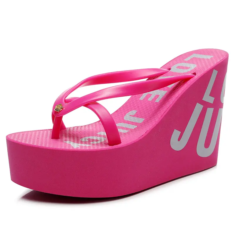 Women's Ultra Lightweight Platform Wedge Flip Flops Y2K Retro Chunky Heel Thong Sandals Slip On Letter Print Thick Sole Slides Summer Beach Vacation Pool Party Shoes Comfortable Casual High Heels Aesthetic Footwear