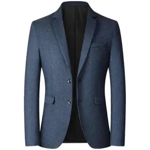 Men's Casual Business Suit Jacket, Spring & Fall Woven Fabric Coat, Fitted Style Outerwear for Professional Wear