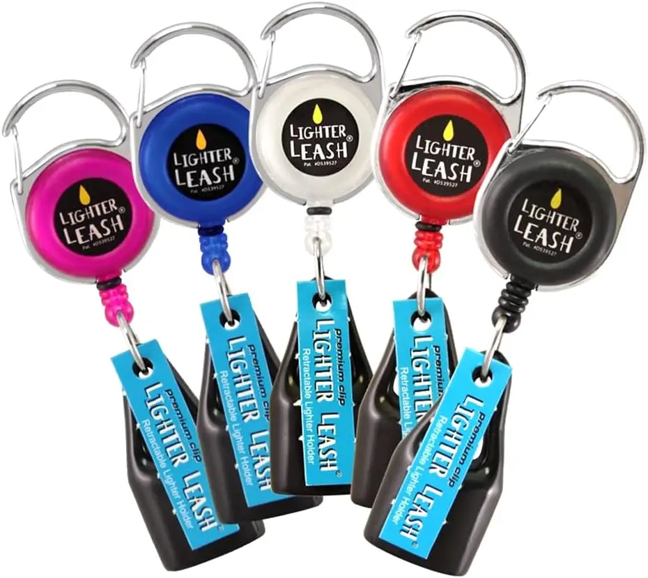 Premium Retractable Chrome Series Lighter Safety Clip 5-Pack - Lightweight Holder with Cover, Assorted Colors, Home Supplies Accessory, Lighter Accessories, Home Accessories