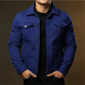 Men's Fashion Casual Denim Jackets Spring Autumn Solid Turn Down Collar Streetwear Jean Outwear Coats Male Daily Denim Jacket Menswear Tops Long Sleeve Beige Plain Black