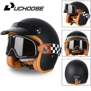 Motorcycle Battery Car Helmet Three-Quarter Half Helmet Retro Cruise Prince Helmet Lightweight Breathable Small Body Unisex Halloween Gift