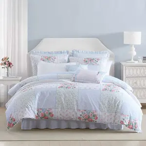 Laura Ashley 5pc Twin Hope Patchwork Cotton Duvet Set Pink: Includes Shams & Decorative Pillows