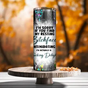 Im Sorry If you find my resting face intimidating 20oz tumbler Straw Drinkware Metal