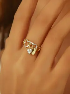 Elegant Rhinestone Heart Ring, Adjustable Open Design, Fashionable High-End Jewelry, Versatile Accessory for All Occasions, Heart Shaped Ring