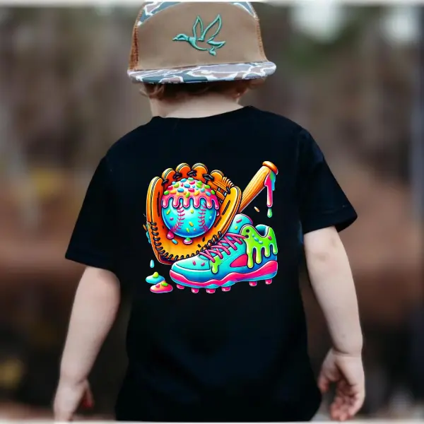 Youth and Adult Ice Cream Drip Baseball Stuff Baseball Drip For Boys Graphic T-Shirt, Kidswear, Soft Tops for kids, toddler boy, Toddler graphic tees, Family Matching Shirt, Kids Car Birthday Shirt