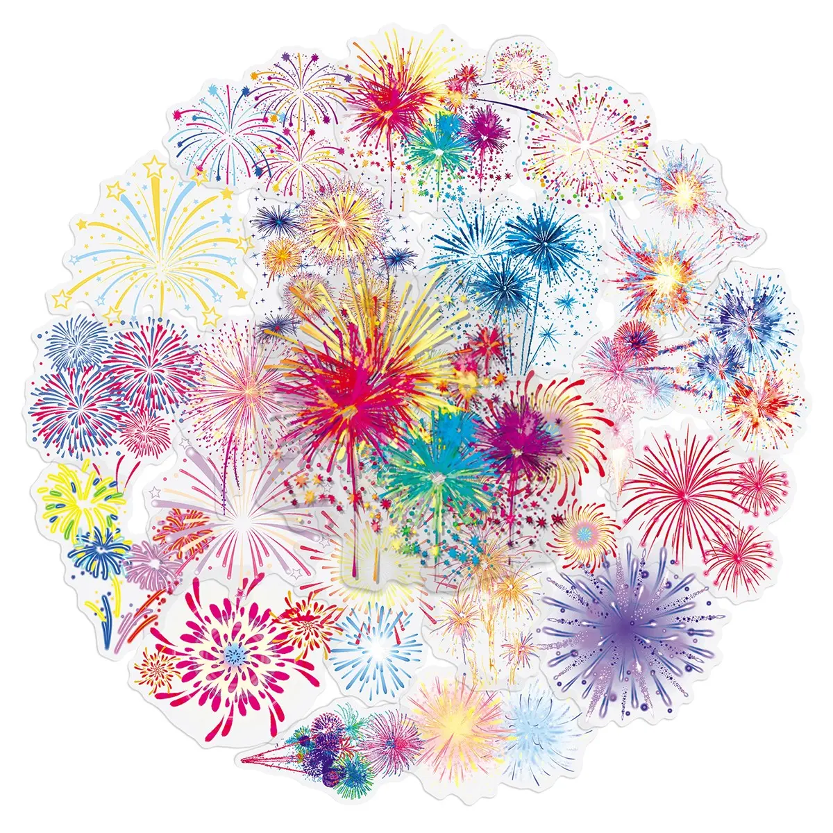 100sheets two sets of repetition gorgeous fireworks transparent stickers DIY Sticker Graphic Decal creative storage box handbooks greeting cards decorative stickers
