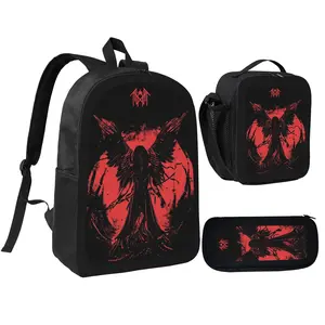Rocksax Sleep Token Gothic Style School Bag Set - Student Backpack, Pencil Case and Lunch Bag Combo Set (Suitable for ages 12+)