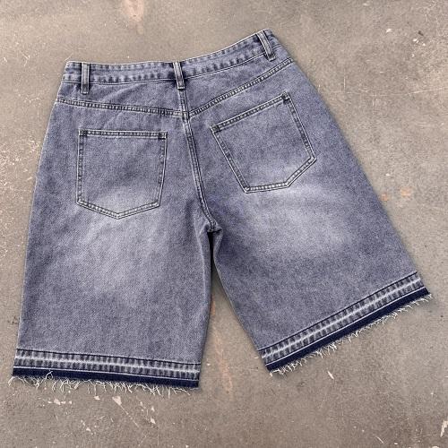 Sopula Studio Men's Vintage Hiphop Cross Appliqué Rhinestone Jorts Denim Shorts SpringStatements Ripped Jeans Ripped Straight Leg