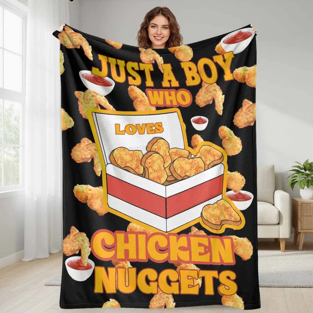 Chicken Nuggets Print Flannel Fabric Blanket - Soft, Warm, Cozy, Lightweight, Durable, Wrinkle Resistant, Anti-Pilling Multi-Size Throw for Home & Outdoors, Sofa Use - Machine Washable Gift Decor, Breathable