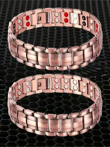 2 fashionable men's magnetic bracelets, Stainless steel bracelets, adjustable size jewelry gift, Father's Day/Mother's Day gift, special occasion gift, simple design, comfortable to wear, neutral jewelry