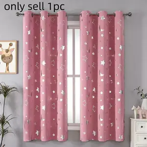 1pc Blackout Curtains Star Moon Foil Print Design, Thermal Insulated Drapes for Bedroom Living Room, Good Sleep Environment, Home Decoration Curtain, Room Decor Curtain Window Curtain
