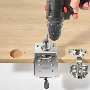 IMBOT 35mm Concealed Door Hinge Hole Punch Stainless Steel Adjustable Puncher Locator with Limit Ring Drill Set for Precise Installation