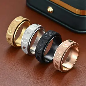 Star, moon and sun rings, rotatable and available in multiple sizes, can relieve stress and are suitable for daily wear