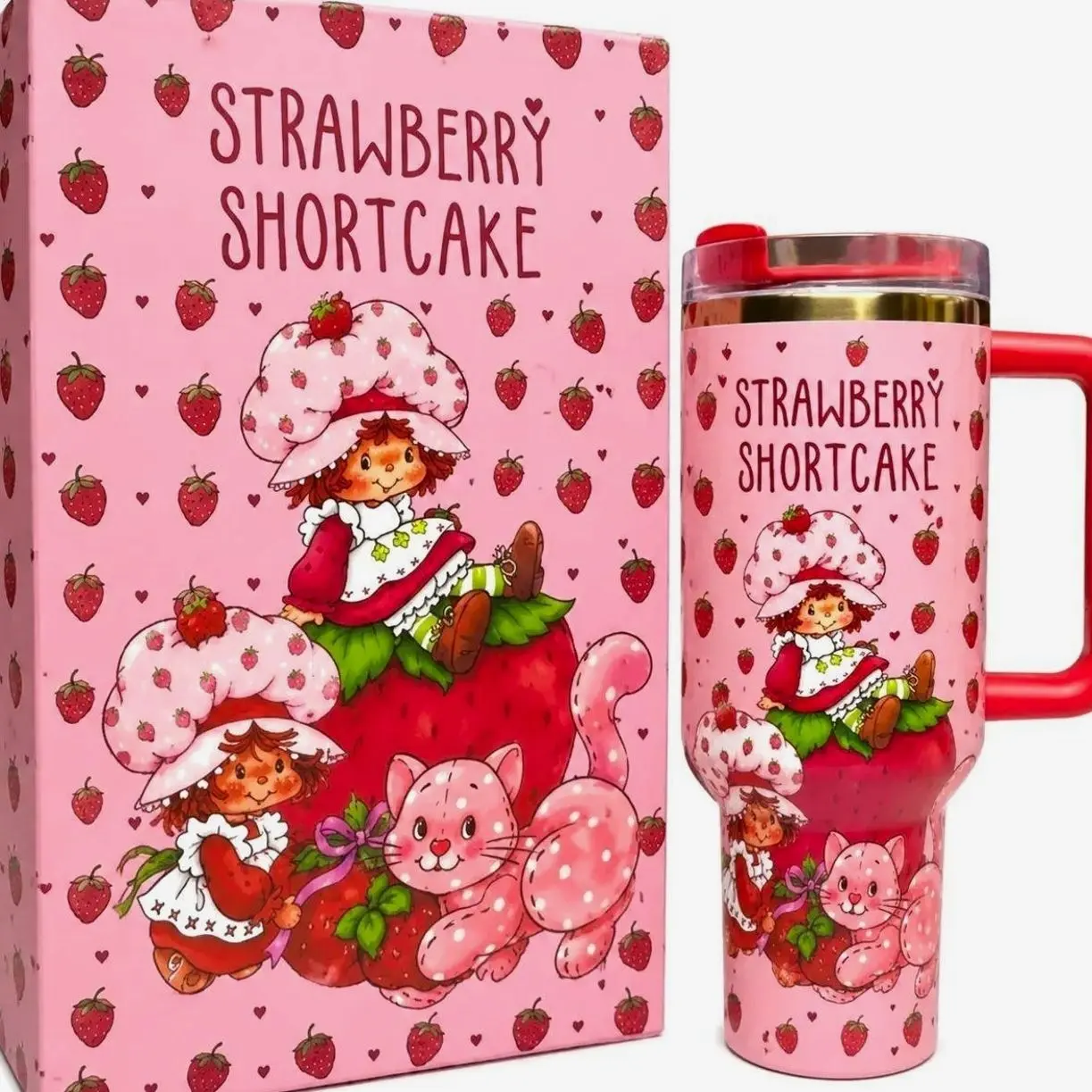 Strawberry Shortcake Quencher 40 Oz, Limited Edition Drinkware, Tumbler Gift for her