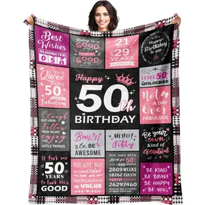 50th Birthday Gifts for Her - 50th Birthday Decorations for Women - 50 Year Old Birthday Gifts - Happy 50th Birthday Gift Ideas for 50 Year Old Woman - 1975 Birthday Decoration Throw Blanket summerwins
