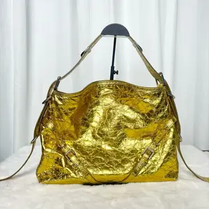 Pre-owned Givenchy Voyou Medium Leather Shoulder Gold Bag |20563991 WWL