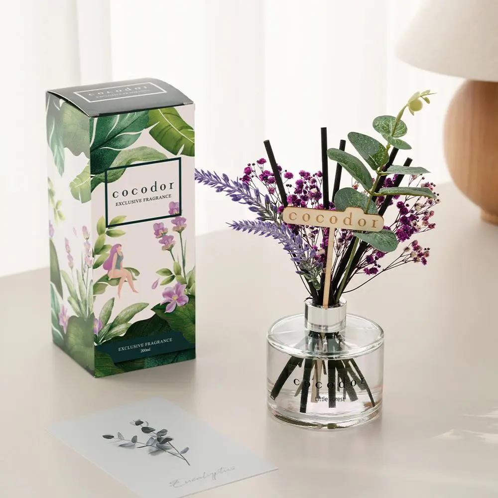 [TWIN PACK] COCODOR Lavender Flower Reed Diffuser Set / 6.7oz / Scent Diffuser with Sticks Home Fragrance Reed Diffuser for Bathroom Shelf Decor