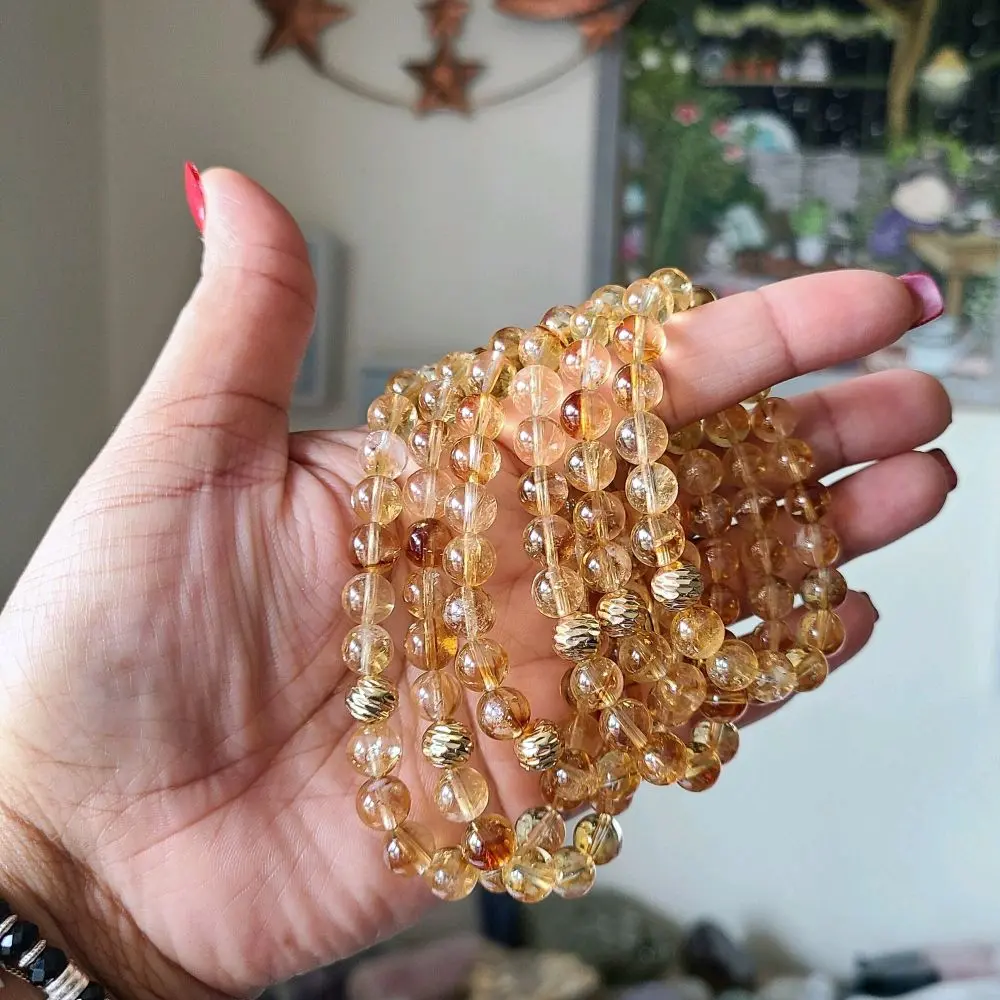 Golden citrine crystal bracelet, Money bracelet, Natural citrine