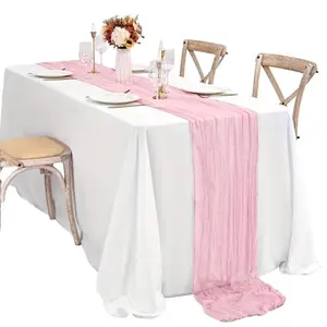Cheese Polyester Table Runner Set, Vintage Woven Chiffon Fabric, Wedding Bride Gift Party Decoration, 1 Piece/6 Pieces/10 Pieces