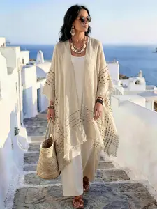 Elegant Vintage Women's Shawl, Embroidery Shawl, Loose Fit Conceals Fat, Versatile for Beach, Commute, Dates, Perfect Styling for All Seasons