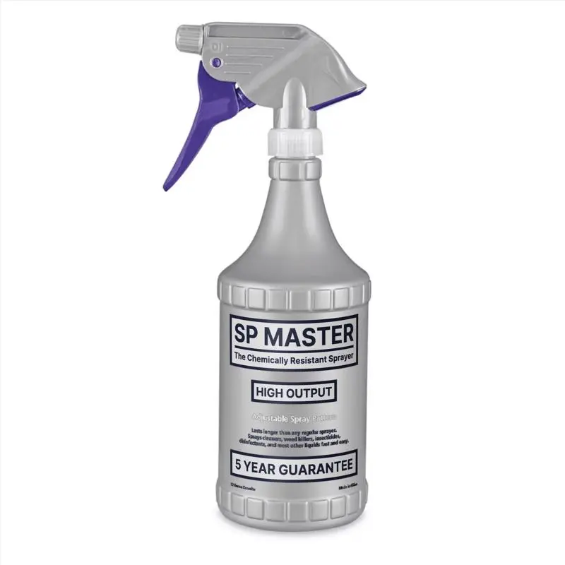 SP Master 1028505 Opaque Gray 32oz Heavyweight Plastic Spray Bottle - Adjustable, Chemical Resistant, High-Capacity Container for Window Household Cleaning, Indoor Home Care Supplies, Opaque Finish, Heavyweight Bottle