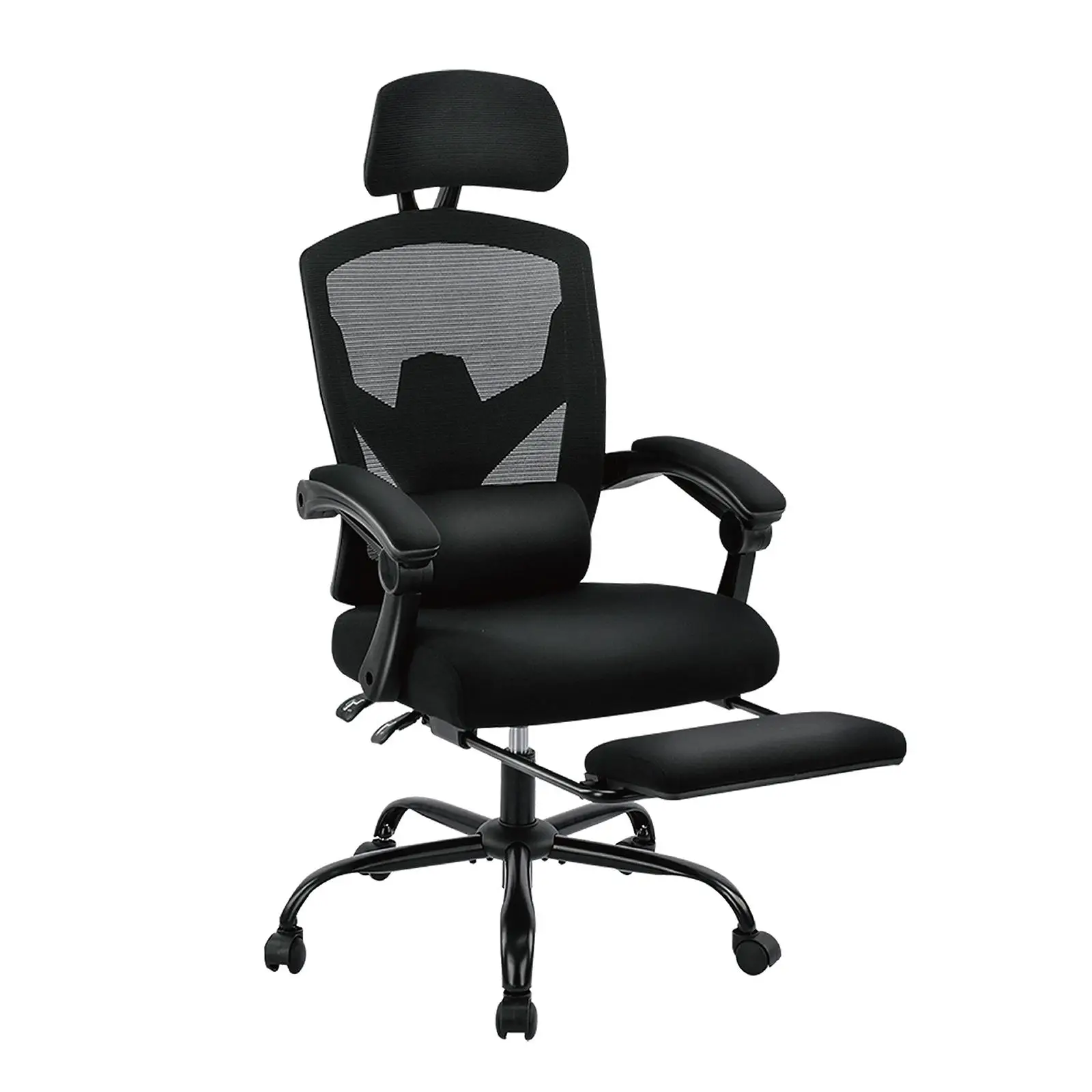 Sweet Furniture F Ergonomic Office Chair, High Back Office Chair with Lumbar Pillow & Retractable Footrest, Mesh Office Chair with Padded Armrests and