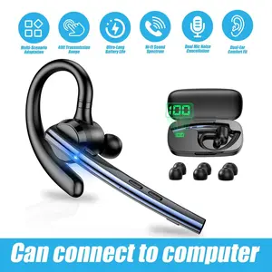 M54 New Bee Bluetooth Trucker Headset - Wireless Earpiece with Dual Mic Noise Cancelling, 80 Hours Playtime, V5.2, Portable Charging Case for Office & Driving
