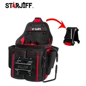 Starjiff Universal Electrician Tool Bag, Fast Hang Waist Pouch, Dual Layer 1680D with Adhesive Tape, Hardware Storage Organizer, Portable Tool Bag