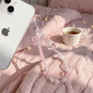 Cute Beaded Phone Charm Strap | Kawaii Wrist Strap for Phone, Camera & Bag | Aesthetic Pastel Accessories