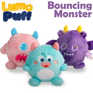 Lumo Puff Bouncing Monster Plush Toy 9.5"*8.5" Singing Mimicking Repeating Talking with 48 Melodies & Recording Feature Best Gift for Xmas Birthday Party Thanksgiving Halloween Weighted Stuffed Animal Sensory Cuddle Box Cute Soft plushie