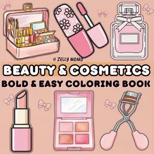 Beauty & Cosmetics:: Bold and Easy Makeup & Skincare Coloring Book for Kids, Teens & Adults for Stress Relief and Relaxation (Whiskerwood Coloring Books)