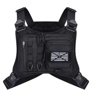 【Hoilday Haul Sale】CVLIFE Outdoor Chest Bag for Men, Tactical Chest Pack with Holster, Lightweight EDC Chest Rig Bag with Extra Storage, Adjustable Running Vest Bag for Hiking, Sports, Workouts, Cycling