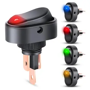 Nilight 5Pcs Round Toggle LED Power Switch - 12V, 30A, with Red, Yellow, Blue, Green LED Indicators for Home Improvement Electrical Equipment & Supplies