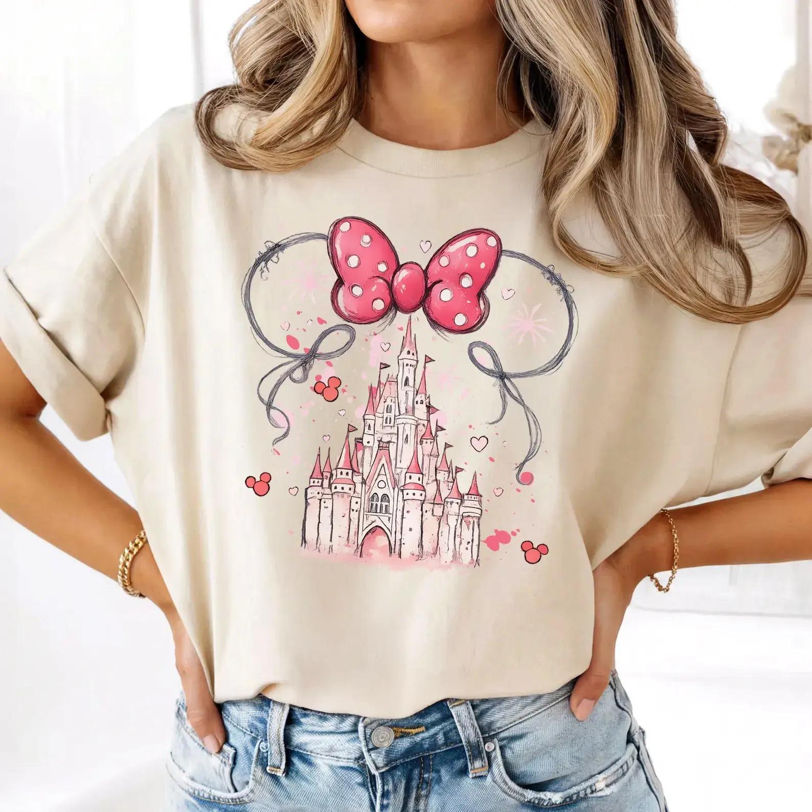 Minni Mouse Castle Shirt: WDW Watercolor Tee, Magic Kingdom Shirts
