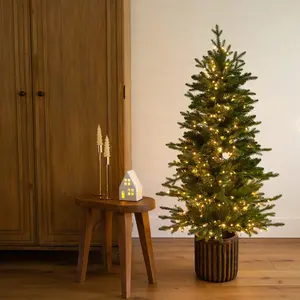 4.5' Pre-Lit Artificial Christmas Tree in Decorative Planter with 400 LED Lights