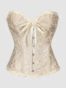 Vintage Court Style Multicolor Lace Shapewear, Strapless Women's Bodycon Corset Top, Halloween Christmas Party Dress