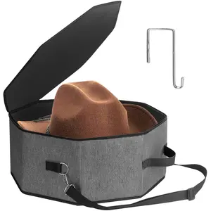 Hat Box for Travel and Storage, Womens Cowboy Hat Box, Collapsible Case Cowboy Cap Organizer for Closet with Handles, Cap Bag Hat Case