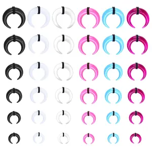 FASACCO 16G-6G Nose Piercings Kit, Acrylic & Stainless Steel Internally Threaded Body Jewelry - Tapers, Spike Horseshoe Barbells, Septum Pinchers for Ear Cartilage Stretching (Men & Women)