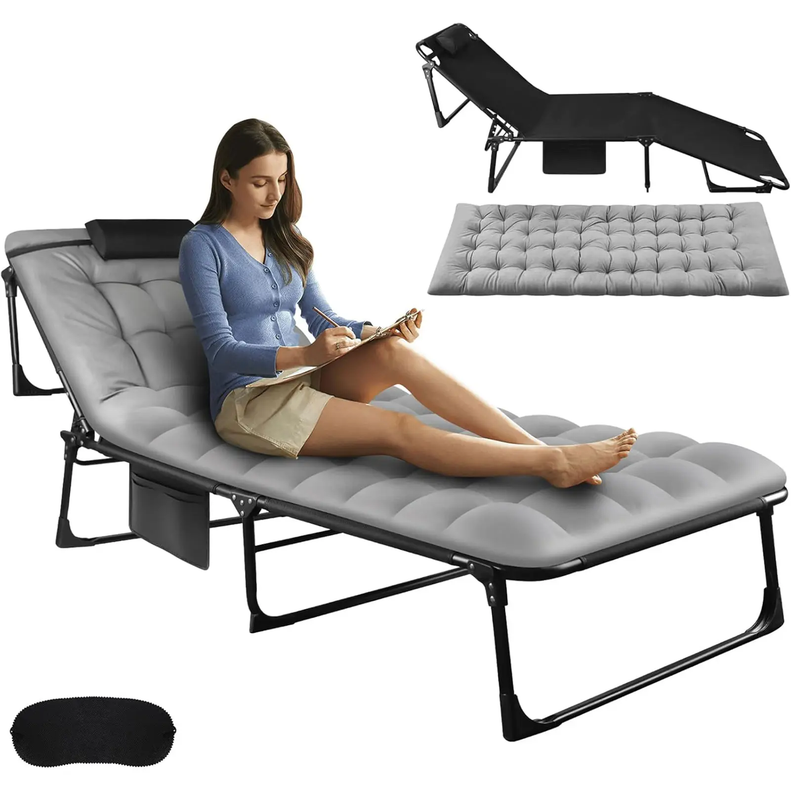Camping Cot for Adults, Adjustable Reclining Folding Camping Cot Sleeping Bed Cots, Portable Cot Bed for Camping Travel Tent Day Bed Outdoor & Indoor