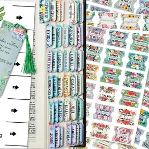 Spanish  Index Tabs  & Old Testament Tabs Matte Laminated Floral Design,  Journaling Supplies - 122 count (Floral)