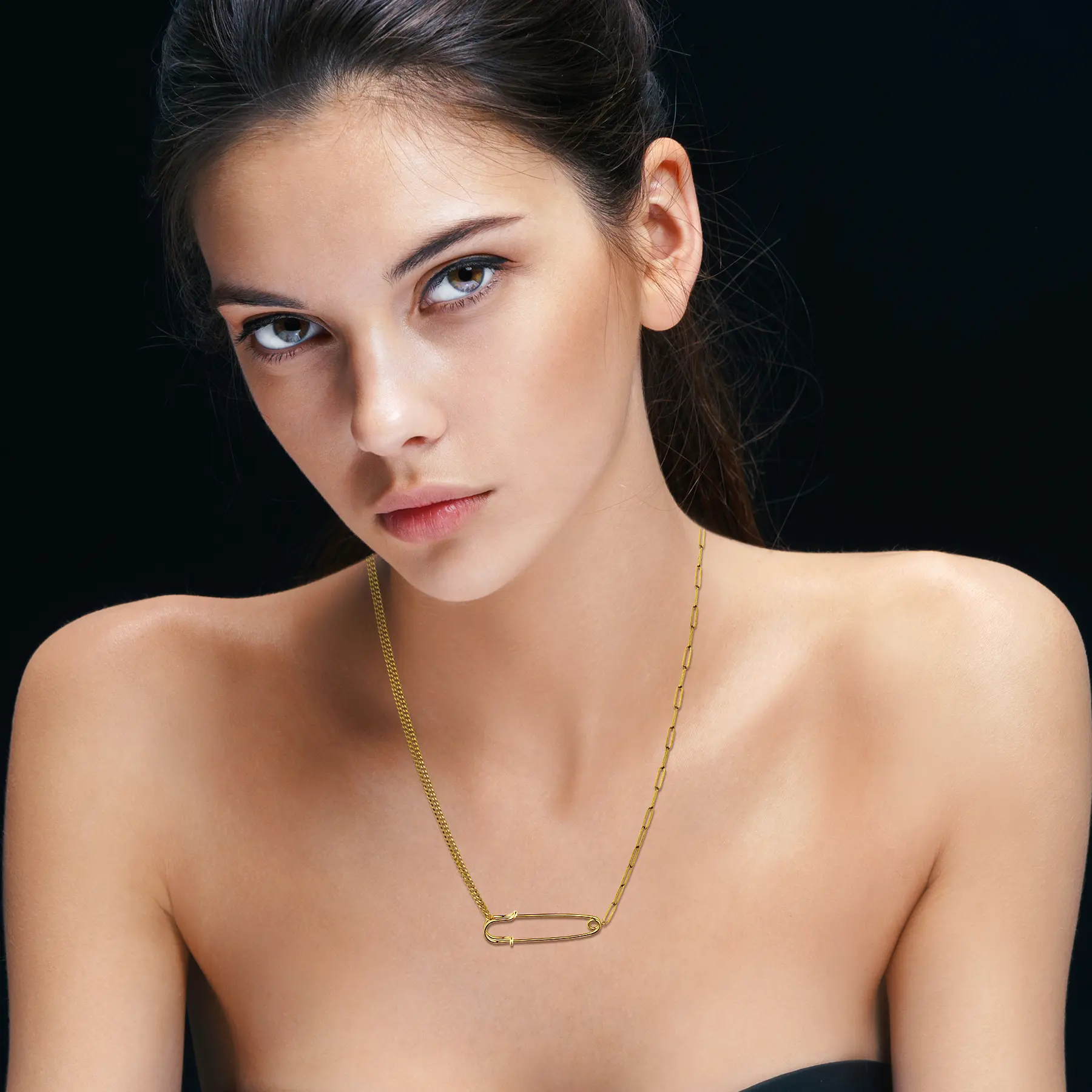 OIDEA Women's Gold-Tone Rust-Resistant Premium Stainless Steel Safety Pin Pendant Necklace, 18.11" Adjustable Chain, Casual Daily Minimalist Polished Metal Fashion Jewelry, Adjustable Chain Jewelry Necklaces