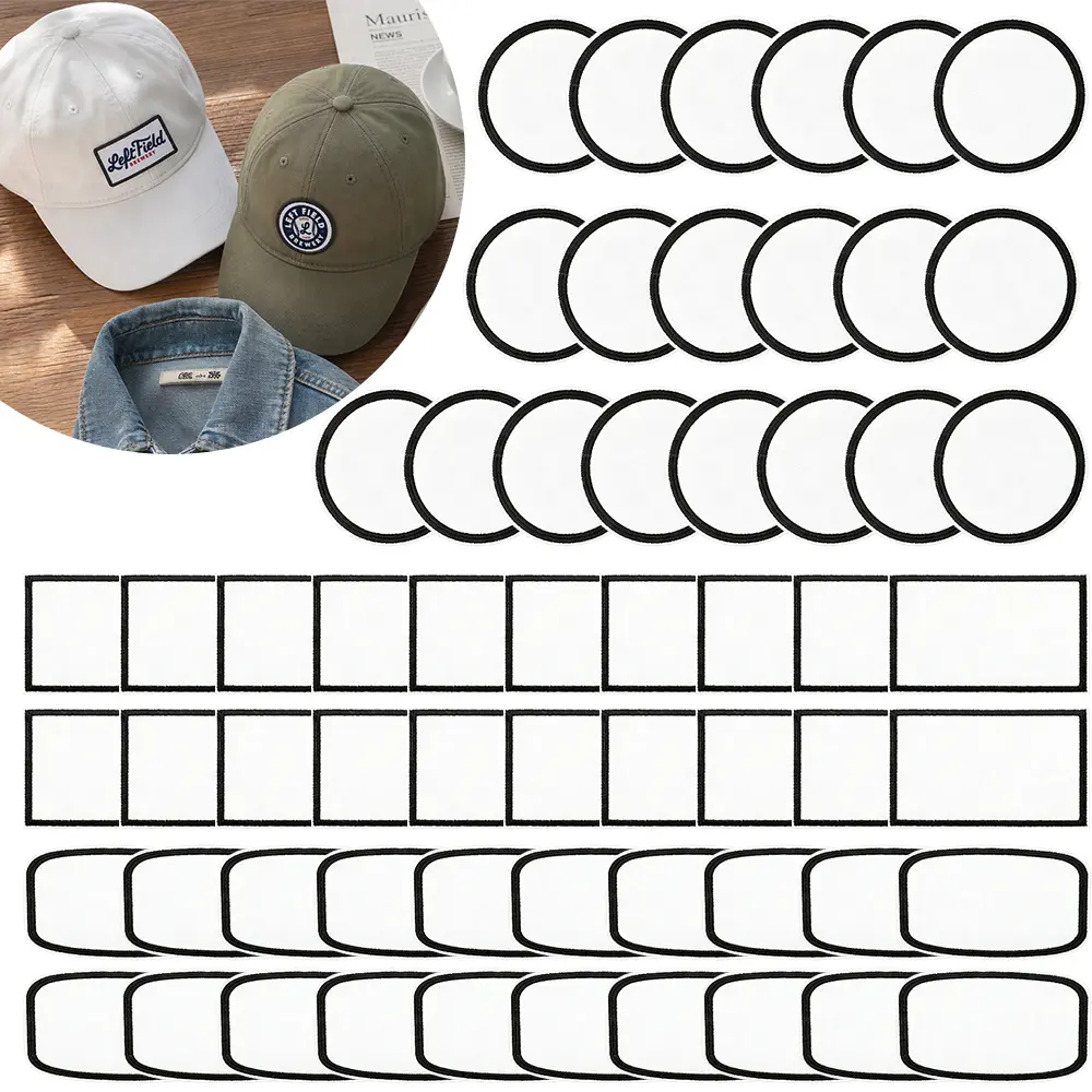 60pcs Sublimation Patches - Iron-On Blank Fabric Patches for Crafts, Hats, Caps, Backpacks, Uniforms - Crafting Essentials tiktokshopbacktoschool