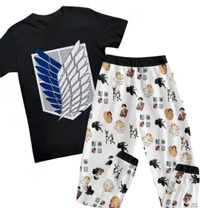 Attack on Titan Pajamas Set, Anime Titan Short Sleeve Pajamas Sets, Mother's Day Gift For All People, Gift For Everyone