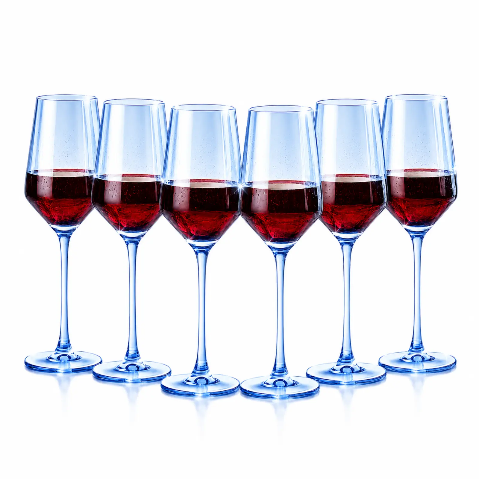 Blue Wine Glasses Set of 6 Cobalt Blue 14oz Birthday Gift for Her Women Blush Colored Tall Stemmed Unique Wine Glasses Colored Glassware Set Elegant Tableware for Parties Wedding Anniversary Home Bar