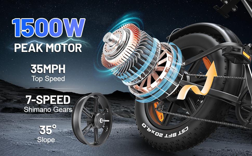 ASKMY E500 Fat Tire Electric Bike Replacement Parts – 20-Inch All-Terrain Fat Tires,  Left & Right Pedal Set, Waterproof and soft Seat, Brake Lever, Electric Throttle Handle Grip