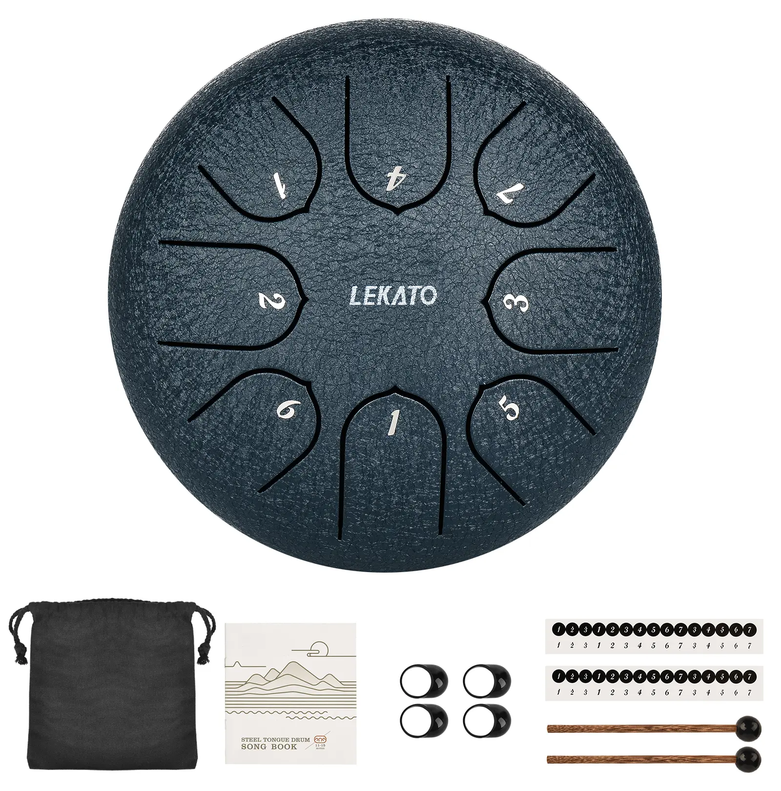 LEKATO Steel Tongue Drum, 6 Inch 8 Notes Steel handpan Drum For Beginner with Song Book, Drum Mallets Christmas Gift for Family New Year