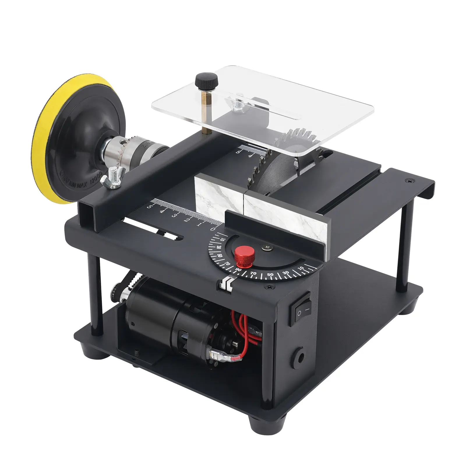 200W Mini Table Saw (Black) w/Flexible Shaft - 1000-3000RPM 0-90° Cutting Angle 35mm Depth | Cuts Acrylic/Wood/PCB/Aluminum Alloy - For Model Making/Crafts/Hobby R&D Multi-Function Professional Knife Set