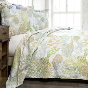 CARSTENS, INC. Coastal Beach Bedding Set, Nautical Microfiber Ocean Quilt