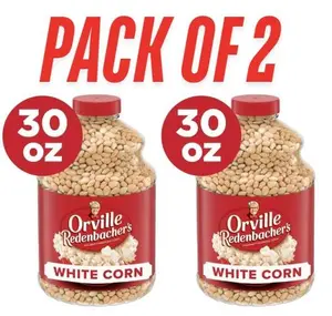 Orville Redenbacher's Gourmet White Popcorn Kernels, 30 oz. Jars (Pack of 2) – Premium White Corn, Light & Fluffy, Non-GMO Whole Grain Popcorn for Movie Nights & Snacks